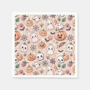 Serviette En Papier Motif de caniche d'Halloween avec Fantômes et Citr
