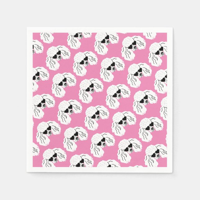 Serviette En Papier Motif de caniche mignon rose (Devant)