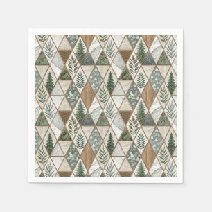 Serviette En Papier Motif de carreaux de feuille de pin et de marbre d