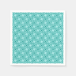 Serviette En Papier Motif de carreaux égyptien, turquoise et aqua