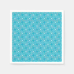 Serviette En Papier motif de carreaux égyptien, turquoise et blanc
