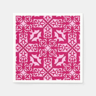 Serviette En Papier Motif de carreaux marocains, fuchsia et rose paste