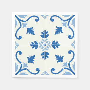 Serviette En Papier Motif de carreaux portugais vintage Azulejo