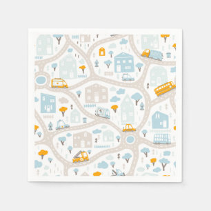 Serviette En Papier Motif de carte de quartier de Cute Pastel