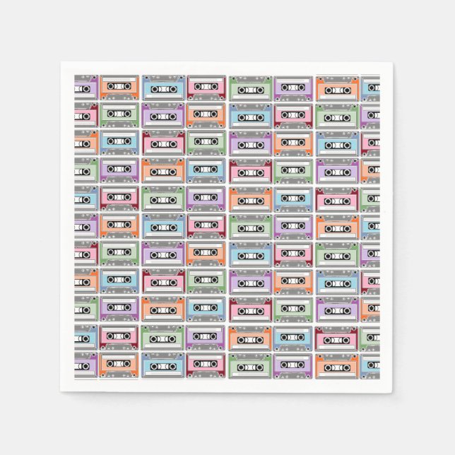 Serviette En Papier Motif de cassettes rétro pastel (Devant)