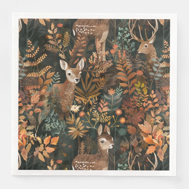 Serviette En Papier Motif de cerfs bruns mignons (Devant)