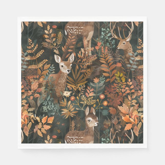 Serviette En Papier Motif de cerfs bruns mignons (Devant)