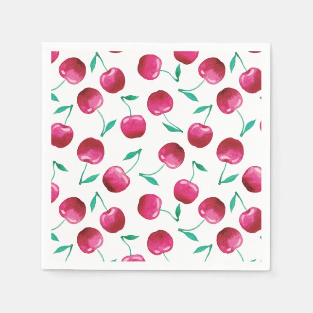 Serviette En Papier Motif de cerise aquarelle (Devant)