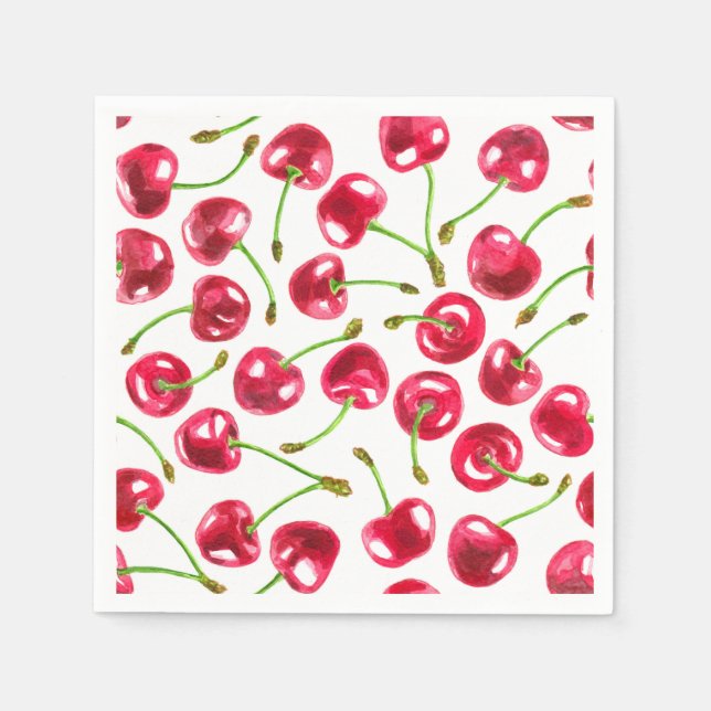 Serviette En Papier Motif de cerises d'aquarelle (Devant)