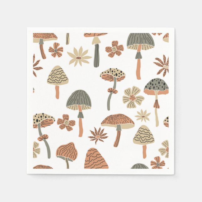 Serviette En Papier Motif de champignons (Devant)