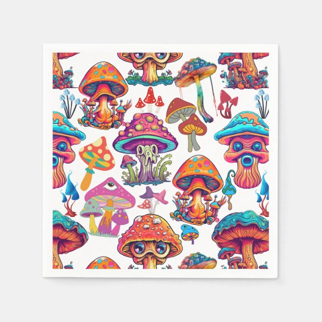 Serviette En Papier Motif de champignons psychédélique 3D (Devant)