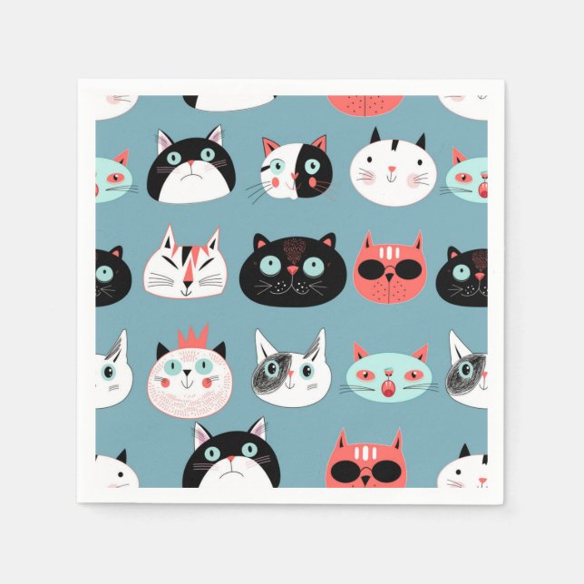 Serviette En Papier Motif de chat (Devant)