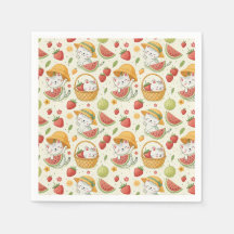 Motif de chat aux fruits d'été - Conception de piq