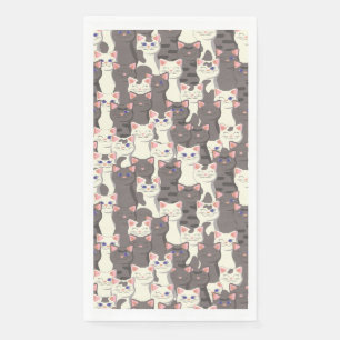Serviette En Papier Motif de chats blancs et gris
