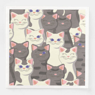 Serviette En Papier Motif de chats blancs et gris