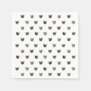 Serviette En Papier Motif de chats chic noir et blanc