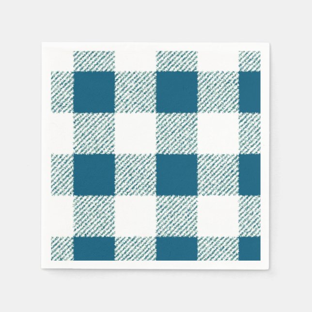 Serviette En Papier Motif de chèque En vichy bleu vert (Devant)