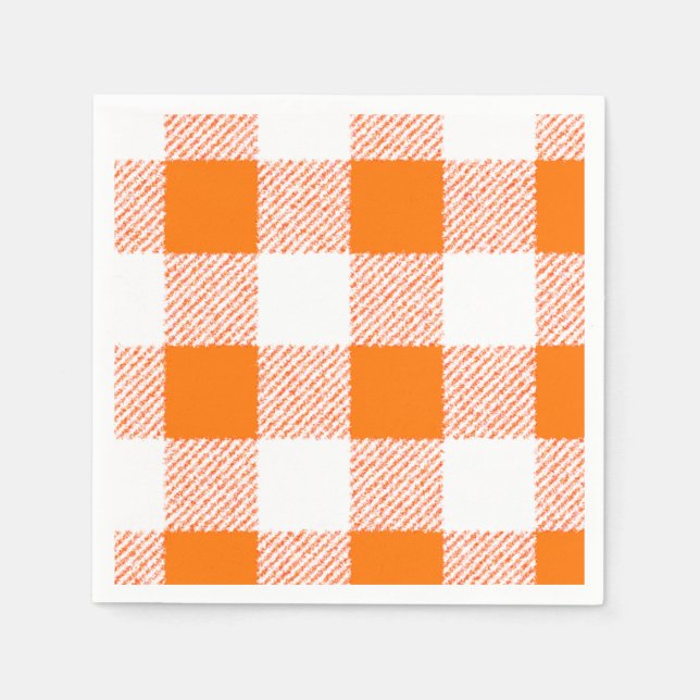 Serviette En Papier Motif de chèques Orange En vichy (Devant)