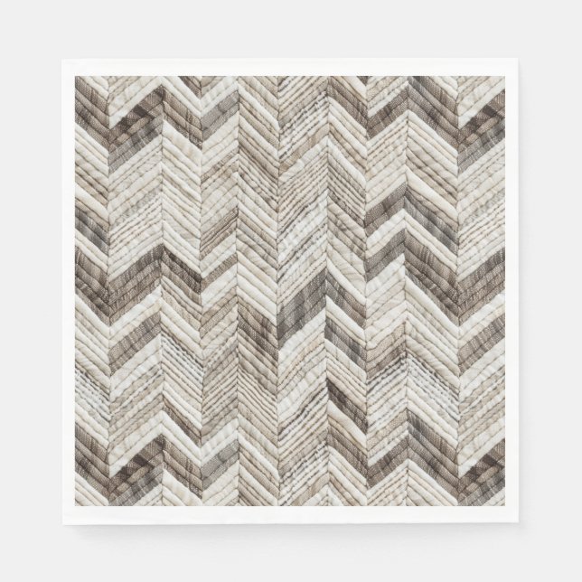 Serviette En Papier Motif de chevron crème, cosy (Devant)