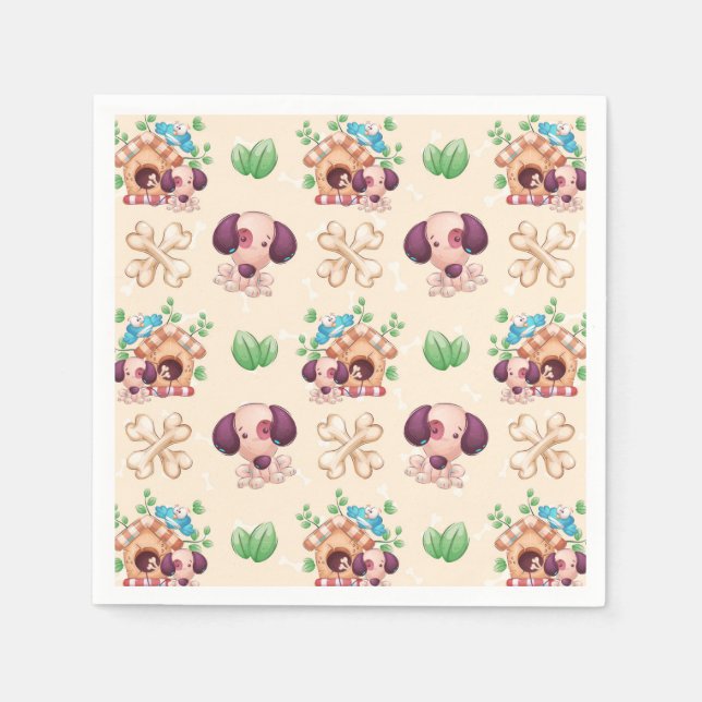 Serviette En Papier Motif de chien adorable  (Devant)