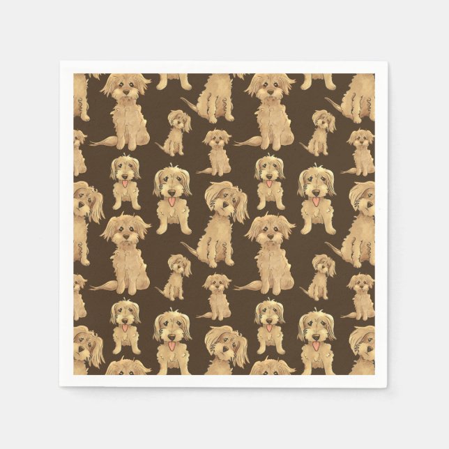 Serviette En Papier Motif de chien Brown labradoodle doré (Devant)