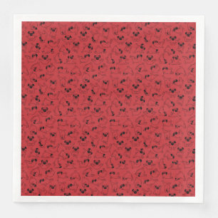Serviette En Papier motif de chien de yoga mignon sur fond rouge