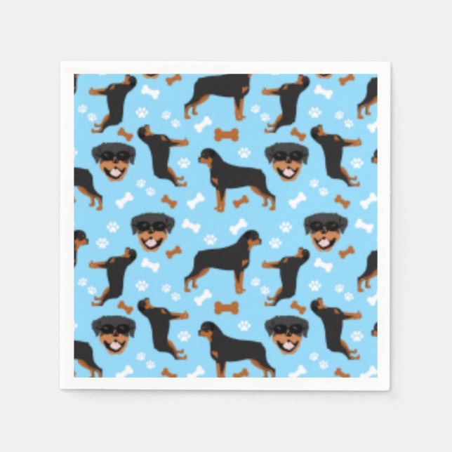 Serviette En Papier Motif de chien Rottweiler Rotties (Devant)