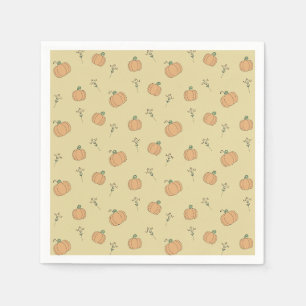 Serviette En Papier Motif de citrouille mignonne et feuillage d'automn