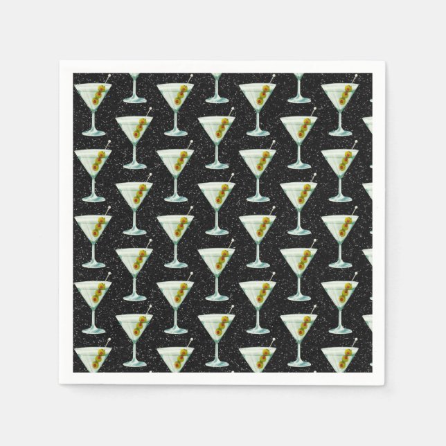 Serviette En Papier Motif de cocktails Martini (Devant)