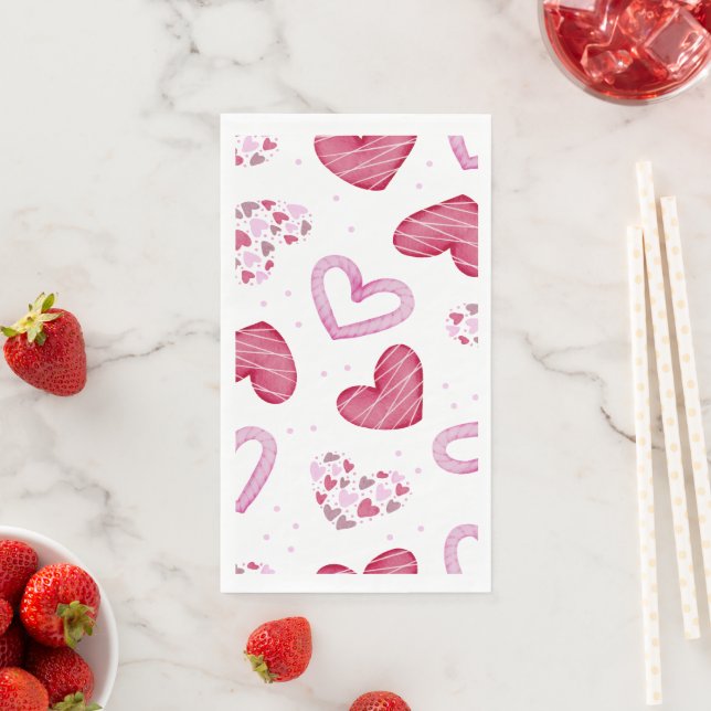 Serviette En Papier Motif de coeur 36 (En situation)