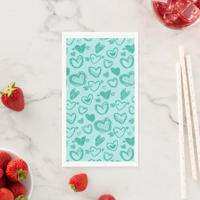 Serviette En Papier Motif de coeur 60 (En situation)