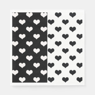 Serviette En Papier Motif de coeur Black White Love
