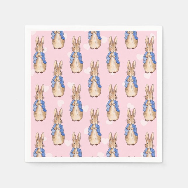 Serviette En Papier Motif de cœur de lapin classique (Devant)