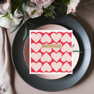 Serviette En Papier Motif de coeur romantique et rouge moderne