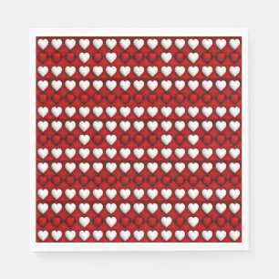 Serviette En Papier Motif de cœur rouge et blanc