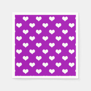 Serviette En Papier Motif de cœurs charmants blancs et violets