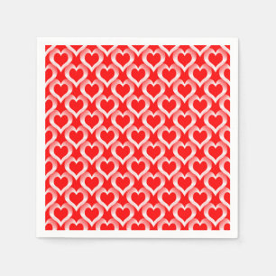 Serviette En Papier Motif de coeurs rouges et blancs