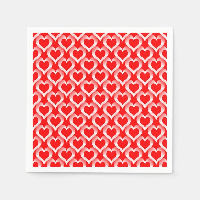 Serviette En Papier Motif de coeurs rouges et blancs (Devant)