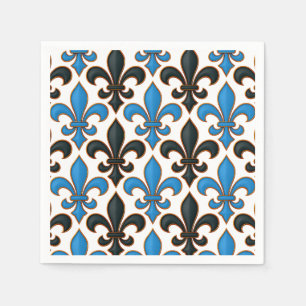 Serviette En Papier Motif de conception de fleur de lis baroque noir b