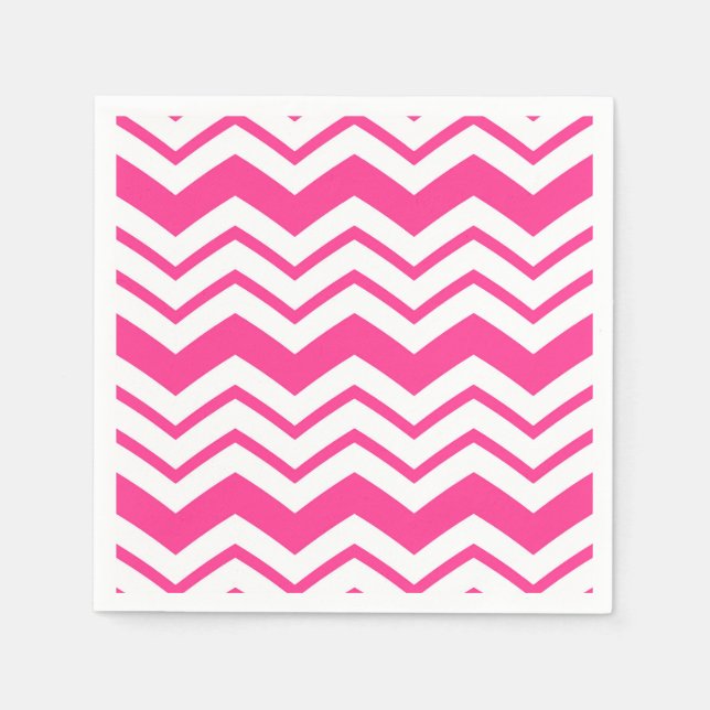 Serviette En Papier Motif de conception en chevron zigzag blanc rose (Devant)