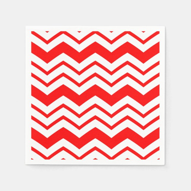 Serviette En Papier Motif de conception en chevron zigzag blanc rouge  (Devant)