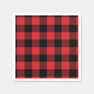 Serviette En Papier Motif de contrôle de Buffalo rouge et noir