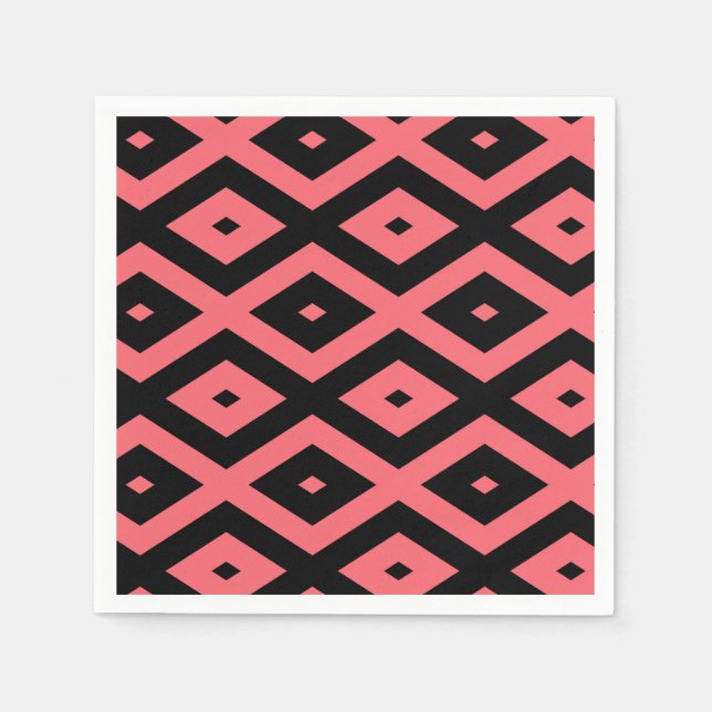 Serviette En Papier Motif de corail et de diamant noir (Devant)