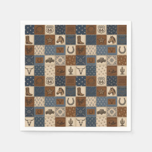 Serviette En Papier Motif de courtepoint de patchwork Western vintage