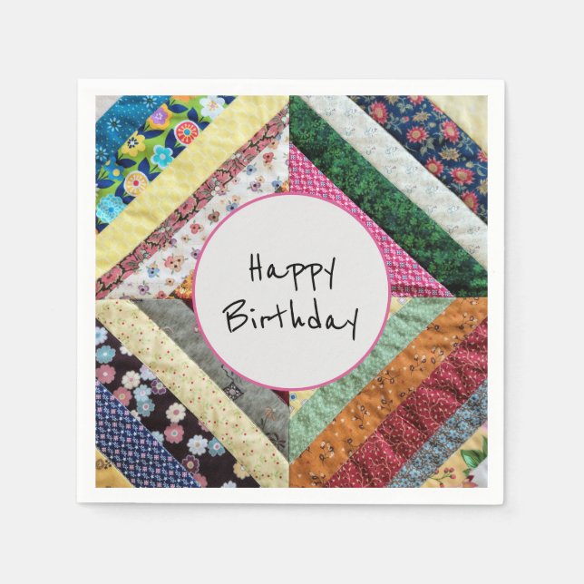 Serviette En Papier Motif de courtepointe artisanal Anniversaire (Devant)