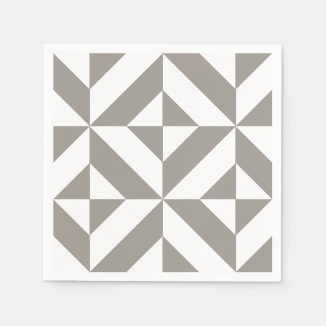Serviette En Papier Motif de cube géométrique gris argenté (Devant)