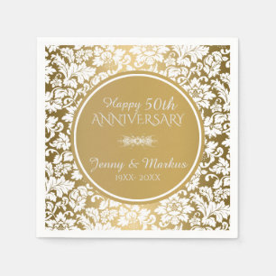 Serviette En Papier Motif de Damas florales blanches