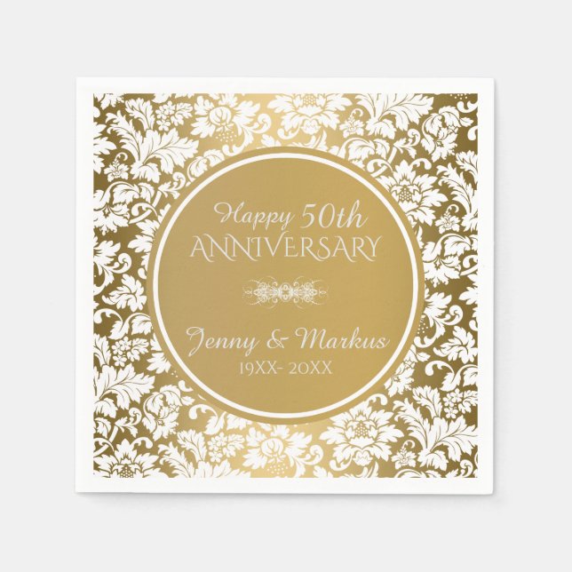 Serviette En Papier Motif de Damas florales blanches (Devant)