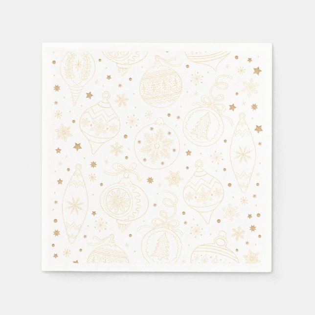 Serviette En Papier Motif de décoration d'arbre de Noël d'or (Devant)