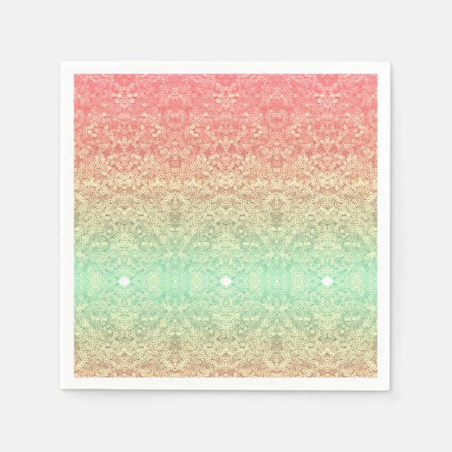 Serviette En Papier Motif de dentelle à paillettes dégradé rose or ver (Devant)